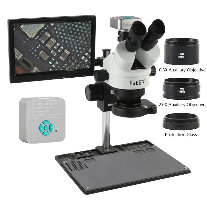 Simul-Focal Industrial Microscope 4K Hdmi - 7X 45X Zoom Industriale Simul-focale HDMI