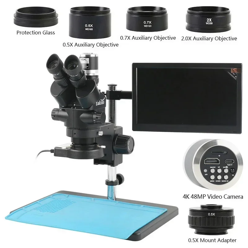 Trinocular Stereo Microscope 7X-45X - Microscopio stereo trinoculare focale simul 3.5X