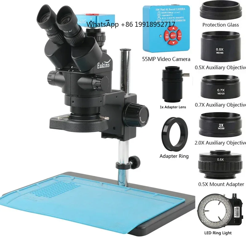 Simul-Focal Industrial Microscope 4K Hdmi - Set Microscopio Stereo Trinoculare Eakins Zoom