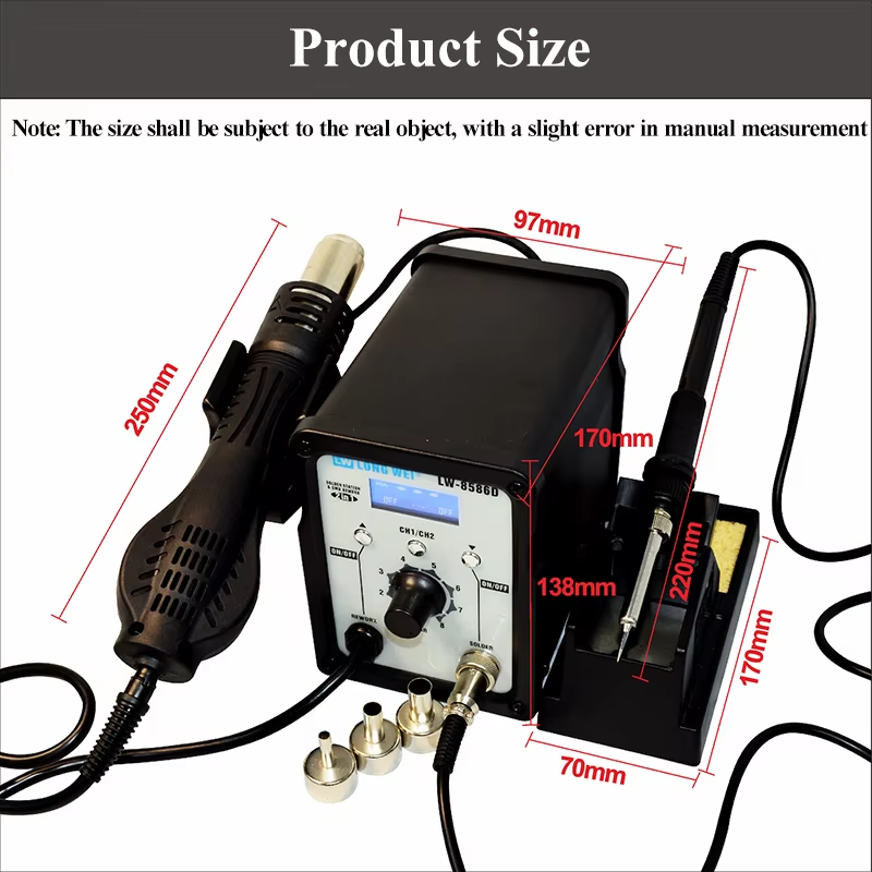 LW-8586D Pistola ad Aria Calda - 2 In 1 Soldering Rework Station 750W recensione e prezzo