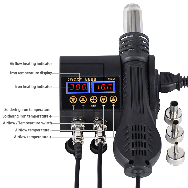 JCD 8898‑16 750W Stazione di S - 2 In 1 Soldering Rework Station 750W recensione e prezzo